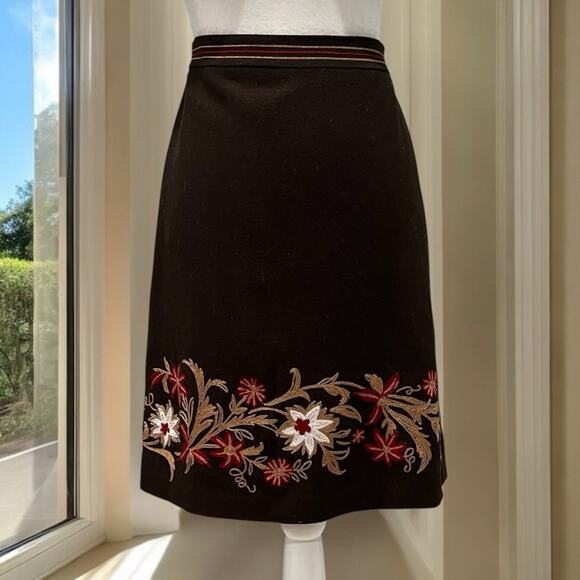 NEW Ann Taylor Loft Wool Classic Tailored Embroidered Floral A-line Skirt 4P - Picture 3 of 14
